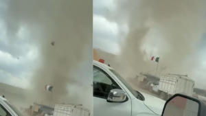 Remolino sorprende a habitantes de Pesquería, Nuevo León, y queda captado en video